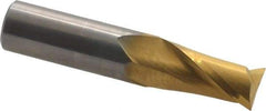 Hertel - 1/2", 1" LOC, 1/2" Shank Diam, 2-1/2" OAL, 2 Flute, Solid Carbide Square End Mill - Single End, TiN Finish, Spiral Flute, 30° Helix, Centercutting, Right Hand Cut - USA Tool & Supply