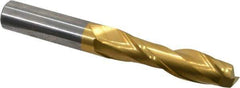 Hertel - 1/2", 2" LOC, 1/2" Shank Diam, 4" OAL, 2 Flute, Solid Carbide Square End Mill - Single End, TiN Finish, Spiral Flute, 30° Helix, Centercutting, Right Hand Cut - USA Tool & Supply