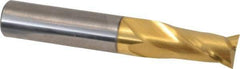 Hertel - 9/16", 1-1/4" LOC, 9/16" Shank Diam, 3-1/2" OAL, 2 Flute, Solid Carbide Square End Mill - Single End, TiN Finish, Spiral Flute, 30° Helix, Centercutting, Right Hand Cut - USA Tool & Supply