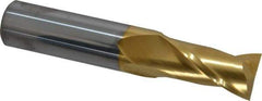 Hertel - 3/4", 1-1/2" LOC, 3/4" Shank Diam, 4" OAL, 2 Flute, Solid Carbide Square End Mill - Single End, TiN Finish, Spiral Flute, 30° Helix, Centercutting, Right Hand Cut - USA Tool & Supply