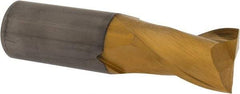 Hertel - 1", 1-1/2" LOC, 1" Shank Diam, 4" OAL, 2 Flute, Solid Carbide Square End Mill - Single End, TiN Finish, Spiral Flute, 30° Helix, Centercutting, Right Hand Cut - USA Tool & Supply