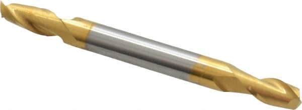 Hertel - 11/64", 5/16" LOC, 3/16" Shank Diam, 2" OAL, 2 Flute, Solid Carbide Square End Mill - Double End, TiN Finish, 30° Helix, Centercutting - USA Tool & Supply