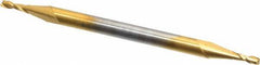 Hertel - 1/16", 3/16" LOC, 1/8" Shank Diam, 2" OAL, 2 Flute, Solid Carbide Square End Mill - Double End, TiN Finish, 30° Helix, Centercutting - USA Tool & Supply