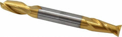 Hertel - 3/8", 3/4" LOC, 3/8" Shank Diam, 3-1/2" OAL, 2 Flute, Solid Carbide Square End Mill - Double End, TiN Finish, 30° Helix, Centercutting - USA Tool & Supply