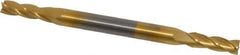 Hertel - 5/32", 7/16" LOC, 3/8" Shank Diam, 3-1/4" OAL, 4 Flute, Solid Carbide Square End Mill - Double End, TiN Finish, 30° Helix, Centercutting, Right Hand Cut - USA Tool & Supply