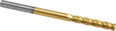 Hertel - 1/4" Diam, 1-1/2" LOC, 2 Flute Solid Carbide Ball End Mill - TiN Finish, Single End, 4" OAL, 1/4" Shank Diam - USA Tool & Supply