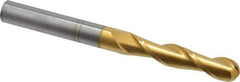Hertel - 3/8" Diam, 1-3/4" LOC, 2 Flute Solid Carbide Ball End Mill - TiN Finish, Single End, 4" OAL, 3/8" Shank Diam - USA Tool & Supply