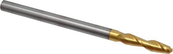 Hertel - 3/8" Diam, 1-1/2" LOC, 2 Flute Solid Carbide Ball End Mill - TiN Finish, Single End, 6" OAL, 3/8" Shank Diam - USA Tool & Supply