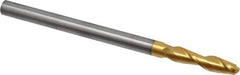 Hertel - 3/8" Diam, 1-1/2" LOC, 2 Flute Solid Carbide Ball End Mill - TiN Finish, Single End, 6" OAL, 3/8" Shank Diam - USA Tool & Supply