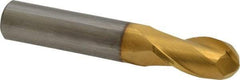 Hertel - 1/2" Diam, 1" LOC, 2 Flute Solid Carbide Ball End Mill - TiN Finish, Single End, 3" OAL, 1/2" Shank Diam - USA Tool & Supply