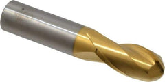 Hertel - 3/4" Diam, 1-1/2" LOC, 2 Flute Solid Carbide Ball End Mill - TiN Finish, Single End, 4" OAL, 3/4" Shank Diam - USA Tool & Supply
