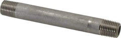 Merit Brass - Schedule 80, 1/4" Pipe x 4" Long, Grade 304/304L Stainless Steel Pipe Nipple - Seamless & Threaded - USA Tool & Supply