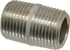 Merit Brass - Schedule 80, 3/8" Pipe x 1" Long, Grade 304/304L Stainless Steel Pipe Nipple - Seamless & Threaded - USA Tool & Supply