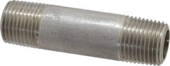 Merit Brass - Schedule 80, 1/2" Pipe x 3" Long, Grade 304/304L Stainless Steel Pipe Nipple - Seamless & Threaded - USA Tool & Supply