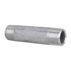 Merit Brass - Schedule 80, 3/4" Pipe x 4" Long, Grade 304/304L Stainless Steel Pipe Nipple - Seamless & Threaded - USA Tool & Supply