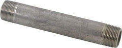 Merit Brass - Schedule 80, 3/4" Pipe x 6" Long, Grade 304/304L Stainless Steel Pipe Nipple - Seamless & Threaded - USA Tool & Supply