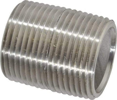 Merit Brass - Schedule 80, 1" Pipe x 1-1/2" Long, Grade 304/304L Stainless Steel Pipe Nipple - Seamless & Threaded - USA Tool & Supply