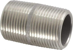 Merit Brass - Schedule 80, 1" Pipe x 2" Long, Grade 304/304L Stainless Steel Pipe Nipple - Seamless & Threaded - USA Tool & Supply