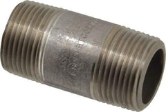 Merit Brass - Schedule 80, 1" Pipe x 2-1/2" Long, Grade 304/304L Stainless Steel Pipe Nipple - Seamless & Threaded - USA Tool & Supply