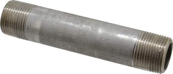 Merit Brass - Schedule 80, 1" Pipe x 6" Long, Grade 304/304L Stainless Steel Pipe Nipple - Seamless & Threaded - USA Tool & Supply