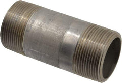 Merit Brass - Schedule 80, 1-1/2" Pipe x 4" Long, Grade 304/304L Stainless Steel Pipe Nipple - Seamless & Threaded - USA Tool & Supply