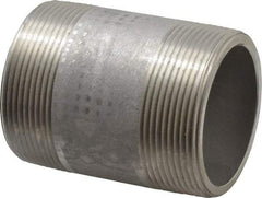 Merit Brass - Schedule 80, 2" Pipe x 3" Long, Grade 304/304L Stainless Steel Pipe Nipple - Seamless & Threaded - USA Tool & Supply