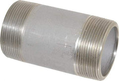 Merit Brass - Schedule 80, 2" Pipe x 4" Long, Grade 304/304L Stainless Steel Pipe Nipple - Seamless & Threaded - USA Tool & Supply