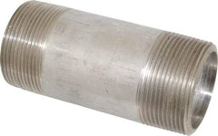 Merit Brass - Schedule 80, 2-1/2" Pipe x 6" Long, Grade 304/304L Stainless Steel Pipe Nipple - Seamless & Threaded - USA Tool & Supply