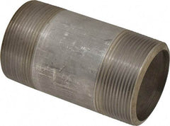 Merit Brass - Schedule 80, 3" Pipe x 6" Long, Grade 304/304L Stainless Steel Pipe Nipple - Seamless & Threaded - USA Tool & Supply