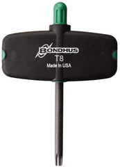 Bondhus - T8 Standard Torx Key - Wing Handle, Protanium High Torque Steel, 1-1/2" Length Under Head, 3" OAL - USA Tool & Supply