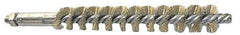 Schaefer Brush - 4" Brush Length, 11/16" Diam, Double Stem, Single Spiral Tube Brush - 6-1/4" Long, Brass, 1/4-28 Male Connection - USA Tool & Supply