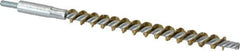 Schaefer Brush - 4" Brush Length, 3/8" Diam, Double Stem, Single Spiral Tube Brush - 6-1/4" Long, Brass, 8-32 Male Connection - USA Tool & Supply