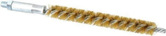 Schaefer Brush - 4" Brush Length, 1/2" Diam, Double Stem, Single Spiral Tube Brush - 6-1/4" Long, Brass, 1/4-28 Male Connection - USA Tool & Supply