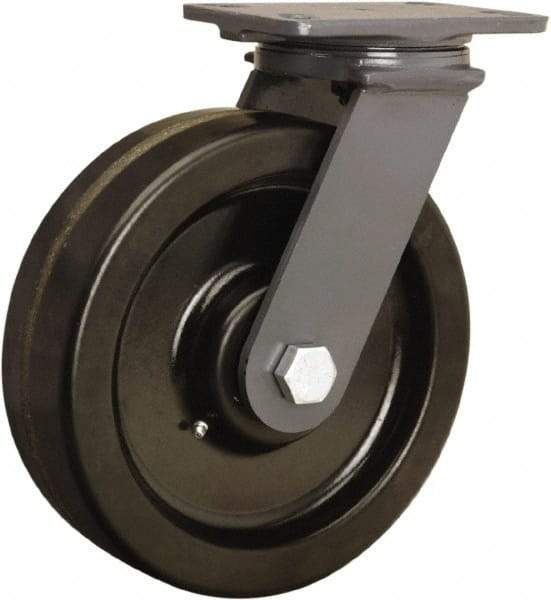 Hamilton - 8" Diam x 2-1/2" Wide x 10-1/4" OAH Top Plate Mount Swivel Caster - Phenolic, 2,000 Lb Capacity, Tapered Roller Bearing, 4-1/2 x 6-1/2" Plate - USA Tool & Supply