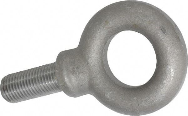 Gibraltar - 15,000 Lb Capacity, Steel, 1-1/4 - 7 Thread, Fixed Lifting Eye Bolt - Fully Threaded, 3" Shank, 3" Thread Length, Shoulder - USA Tool & Supply