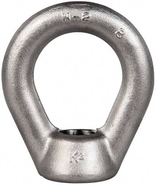 Gibraltar - 5,000 Lb Capacity, 3/4-10 Thread, Stainless Steel Lifting Eye Nut - Grade 304, 3" High, 1-1/2" Inside & 2-1/2" Outside Eye Diam, 1-3/8" Bell/Base Width - USA Tool & Supply