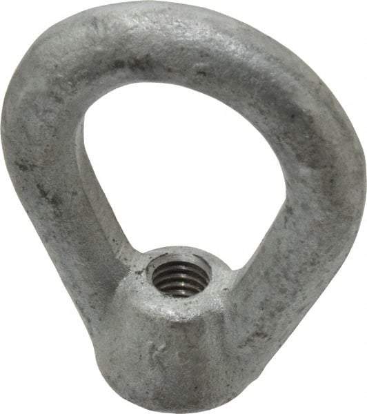 Gibraltar - 2,700 Lb Capacity, 3/8-16 Thread, Galvanized Finsih, Carbon Steel Heavy Duty Lifting Eye Nut - Grade C-1030, 2-1/2" High, 1-1/4" Inside & 2" Outside Eye Diam, 7/8" Bell/Base Width - USA Tool & Supply