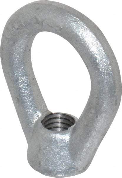 Gibraltar - 2,700 Lb Capacity, 1/2-13 Thread, Galvanized Finsih, Carbon Steel Heavy Duty Lifting Eye Nut - Grade C-1030, 2-1/2" High, 1-1/4" Inside & 2" Outside Eye Diam, 7/8" Bell/Base Width - USA Tool & Supply