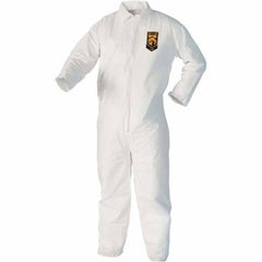 KleenGuard - Size M Film Laminate Chemical Resistant Coveralls - White, Zipper Closure, Open Cuffs, Open Ankles - USA Tool & Supply
