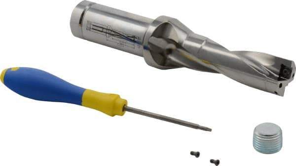 Iscar - 3.38" Max Drill Depth, 3xD, 1-1/8" Diam, Indexable Insert Drill - 1-1/4" Shank Diam, Straight Shank - USA Tool & Supply