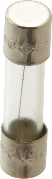 Cooper Bussmann - 250 VAC, 32 VDC, 1.5 Amp, Time Delay Miniature Glass Fuse - 20mm OAL, 10 at 125 V kA Rating, 5mm Diam - USA Tool & Supply