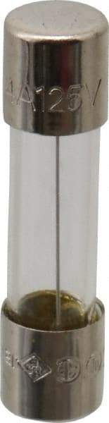 Cooper Bussmann - 125 VAC, 32 VDC, 4 Amp, Time Delay Miniature Glass Fuse - 20mm OAL, 10 at AC kA Rating, 5mm Diam - USA Tool & Supply