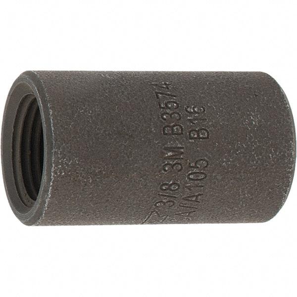 Made in USA - Size 3/8", Class 3,000, Forged Carbon Steel Black Pipe Coupling - 3,000 psi, Threaded End Connection - USA Tool & Supply