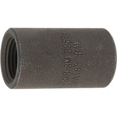 Made in USA - Size 3/8", Class 3,000, Forged Carbon Steel Black Pipe Coupling - 3,000 psi, Threaded End Connection - USA Tool & Supply