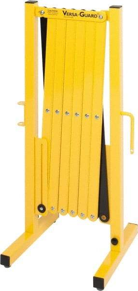 Made in USA - 37" High Folding Barricade - Aluminum & Steel Frame, Safety Yellow/Black - USA Tool & Supply