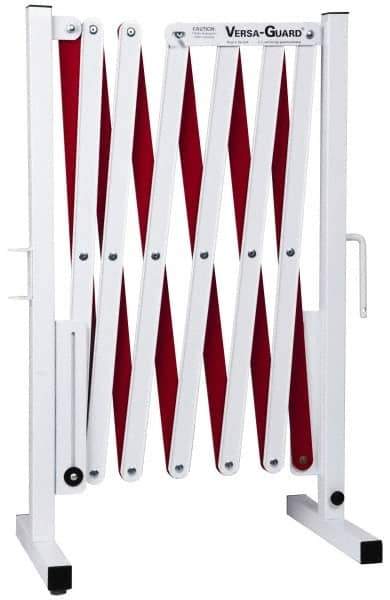 Made in USA - 37" High Folding Barricade - Aluminum & Steel Frame, Red/White - USA Tool & Supply