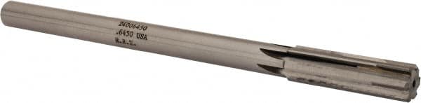 Made in USA - 0.645" Carbide-Tipped 6 Flute Chucking Reamer - USA Tool & Supply