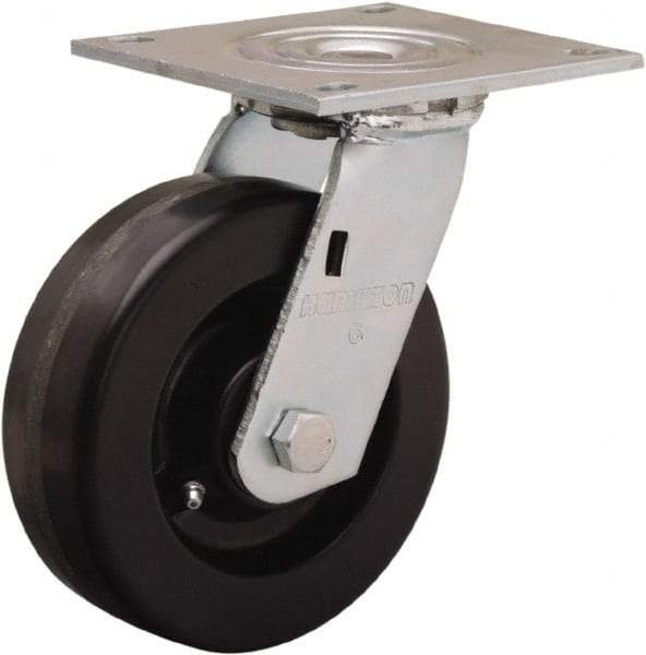Hamilton - 6" Diam x 2" Wide x 7-1/2" OAH Top Plate Mount Swivel Caster - Phenolic, 900 Lb Capacity, Straight Roller Bearing, 5 x 5-1/2" Plate - USA Tool & Supply