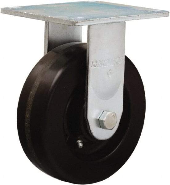 Hamilton - 6" Diam x 2" Wide x 7-1/2" OAH Top Plate Mount Rigid Caster - Phenolic, 900 Lb Capacity, Straight Roller Bearing, 5 x 5-1/2" Plate - USA Tool & Supply