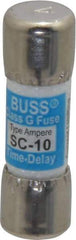 Cooper Bussmann - 170 VDC, 600 VAC, 10 Amp, Time Delay Size Rejecting/NonRejecting Fuse - Fuse Holder Mount, 1-5/16" OAL, 10 at DC, 100 at AC (RMS) kA Rating, 13/32" Diam - USA Tool & Supply